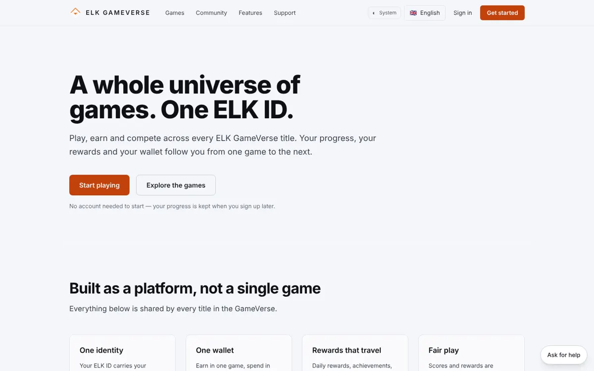 ELK GameVerse: One account for every game, with leaderboards that cannot be faked.